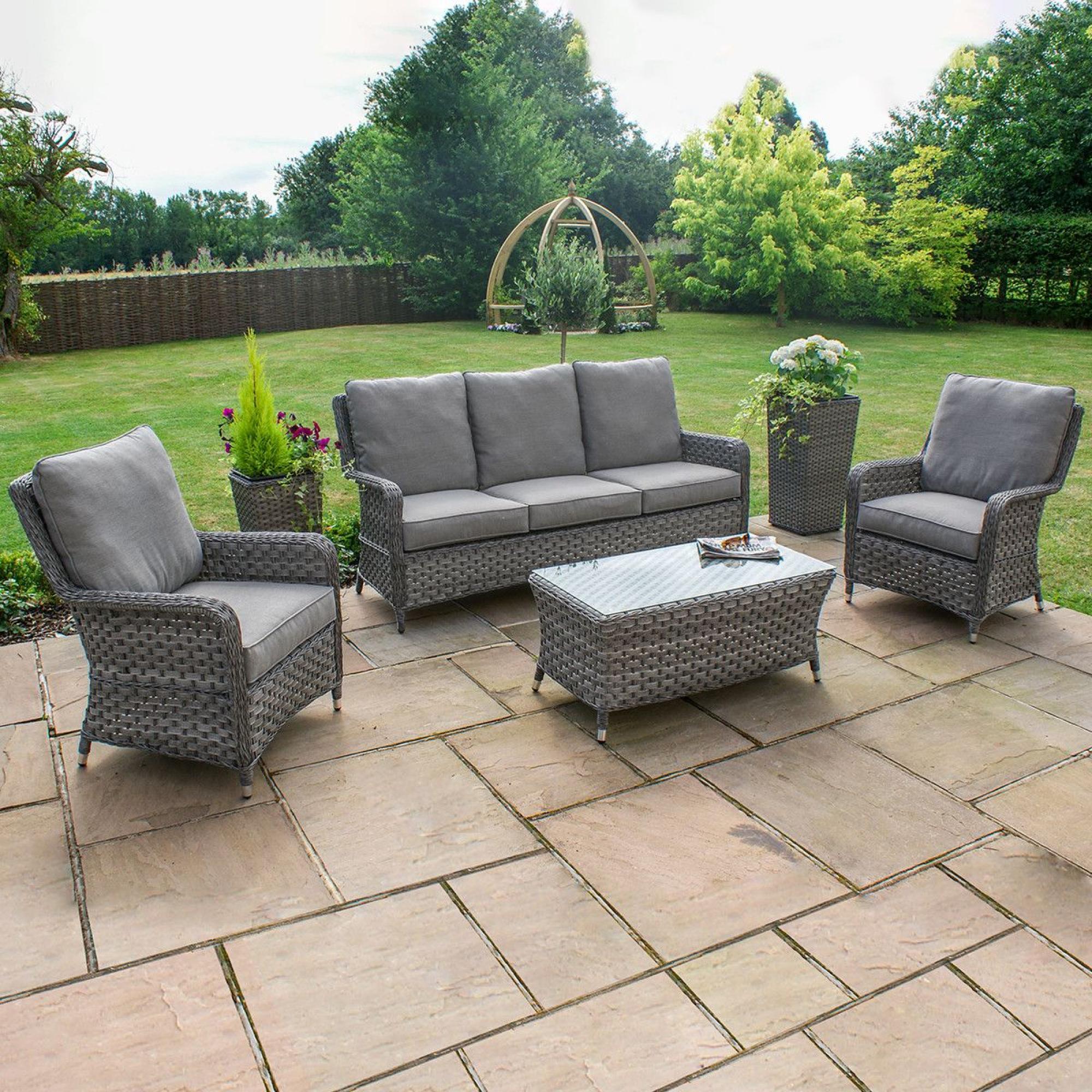 Product photograph of Maze Victoria High Back 3 Seat Rattan Sofa Set from Choice Furniture Superstore.